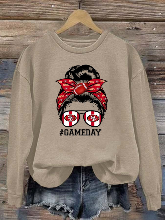 49ers Mom Bun Gameday Football Sweatshirt