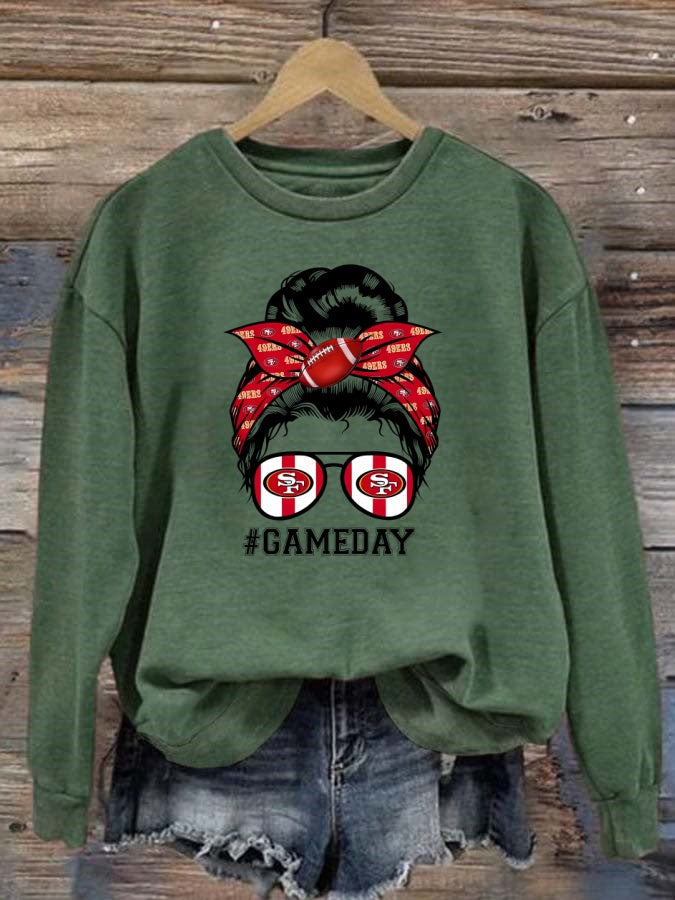 49ers Mom Bun Gameday Football Sweatshirt
