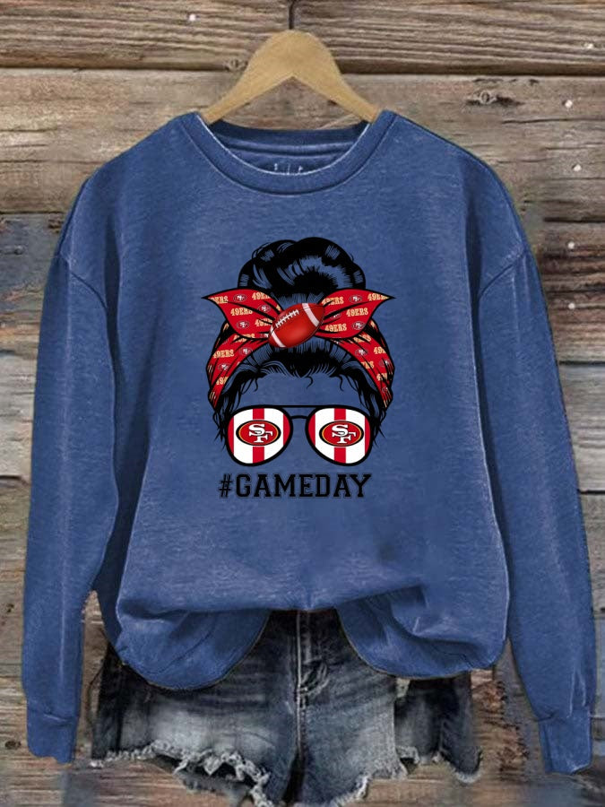 49ers Mom Bun Gameday Football Sweatshirt