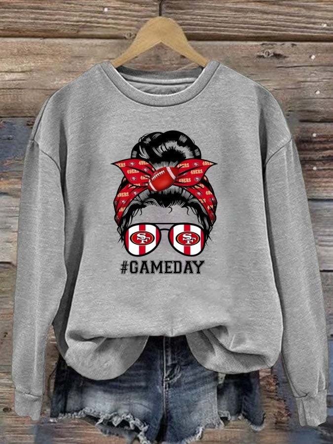 49ers Mom Bun Gameday Football Sweatshirt