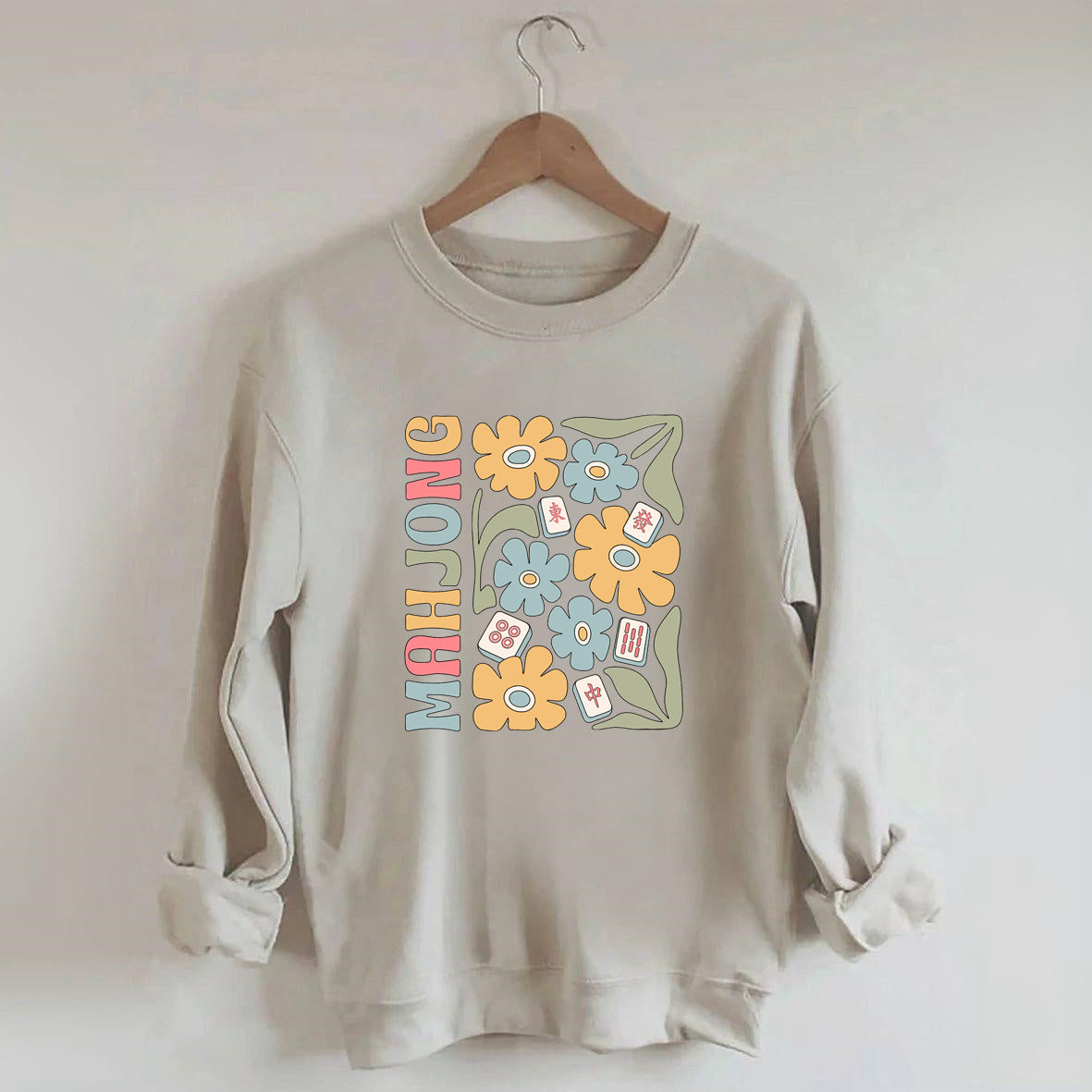 Boho Mahjong Love,Floral Mahjong  Sweatshirt