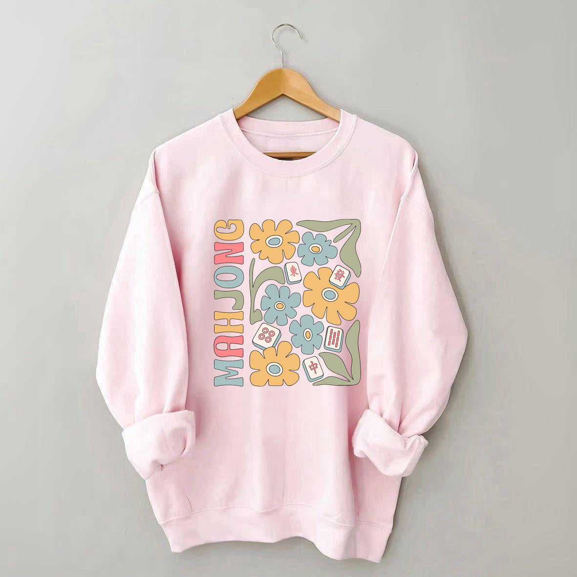 Boho Mahjong Love,Floral Mahjong  Sweatshirt
