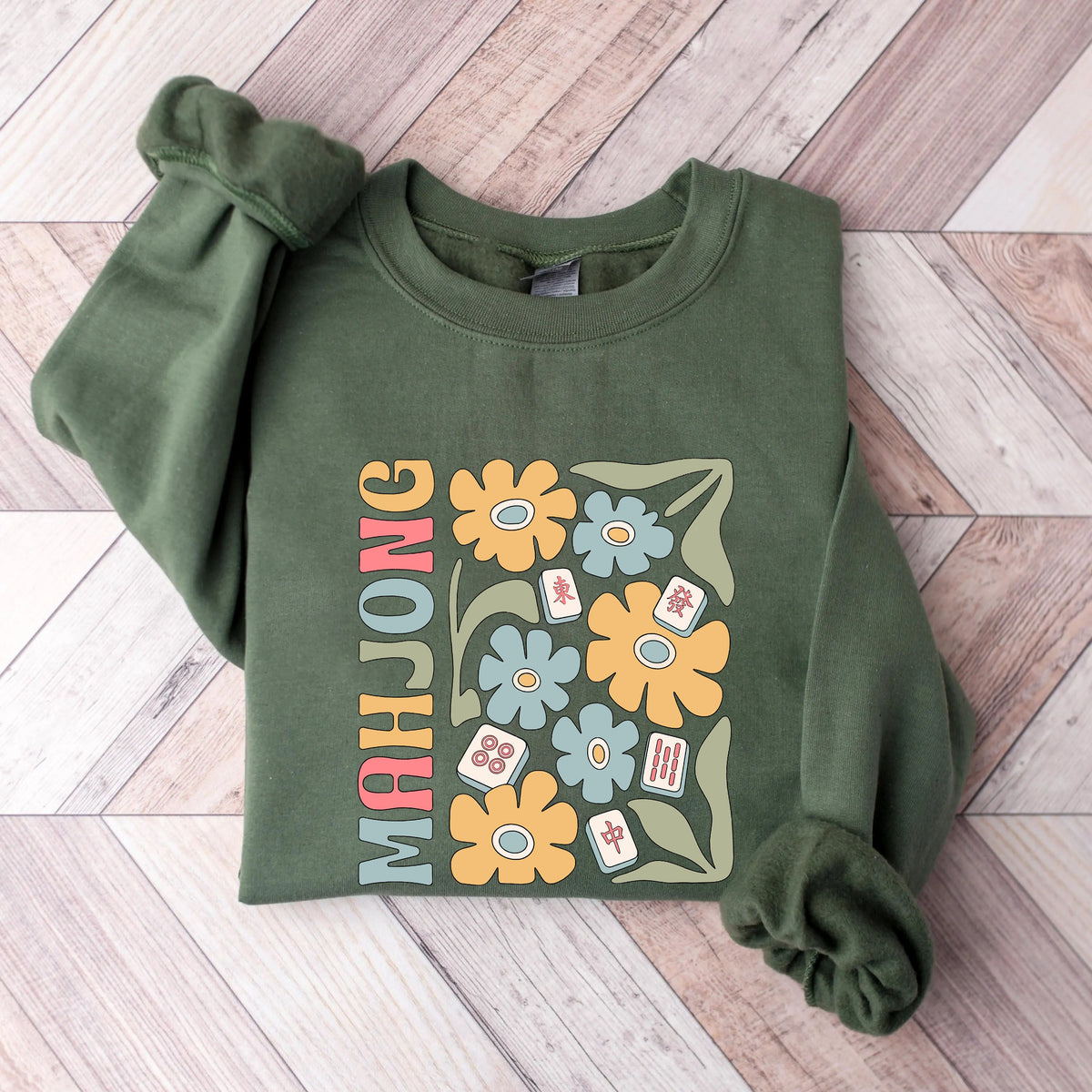 Boho Mahjong Love,Floral Mahjong  Sweatshirt