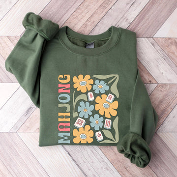 Boho Mahjong Love,Floral Mahjong  Sweatshirt
