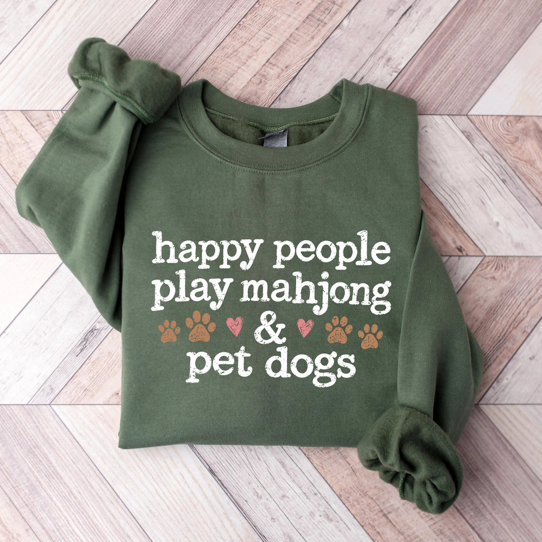 Happy People Play Mahjong & Pet Dogs Sweatshirt