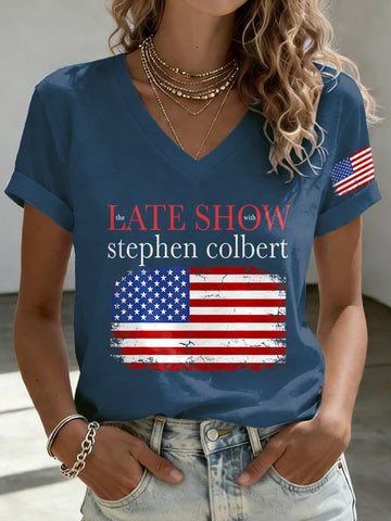 🔥Buy 3 Get 15% Off🔥V-Neck Retro Last Show Print T-Shirt