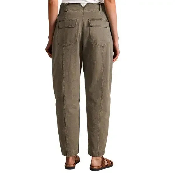 Solid Stitch Detail Mid Waist Baby Barrel Fit Deep Pockets