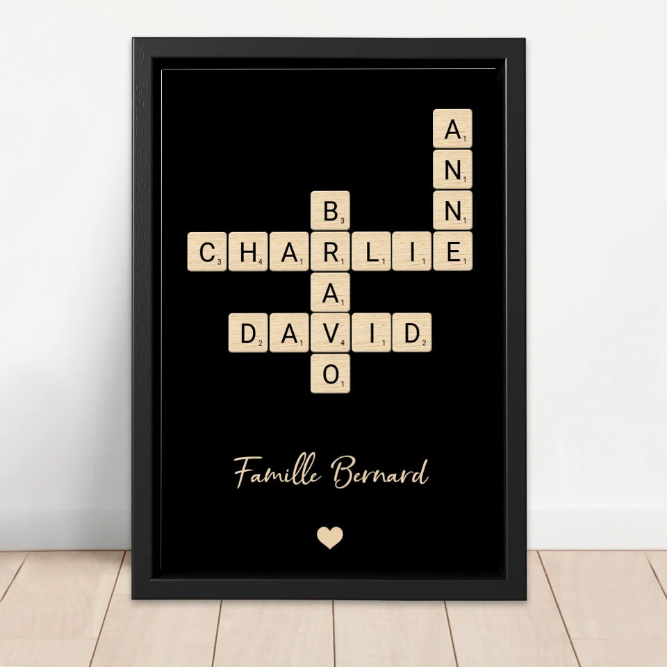 Family crossword puzzle personalized canvas