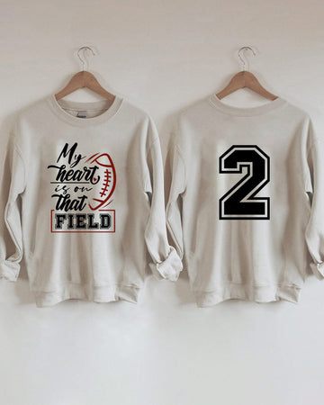 My Heart is on That Field Personalized Number Sweatshirt