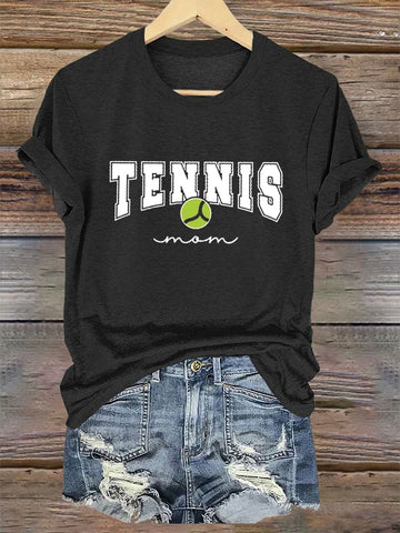 Women's Tennis Mom Tennis Lover Printed T-Shirt