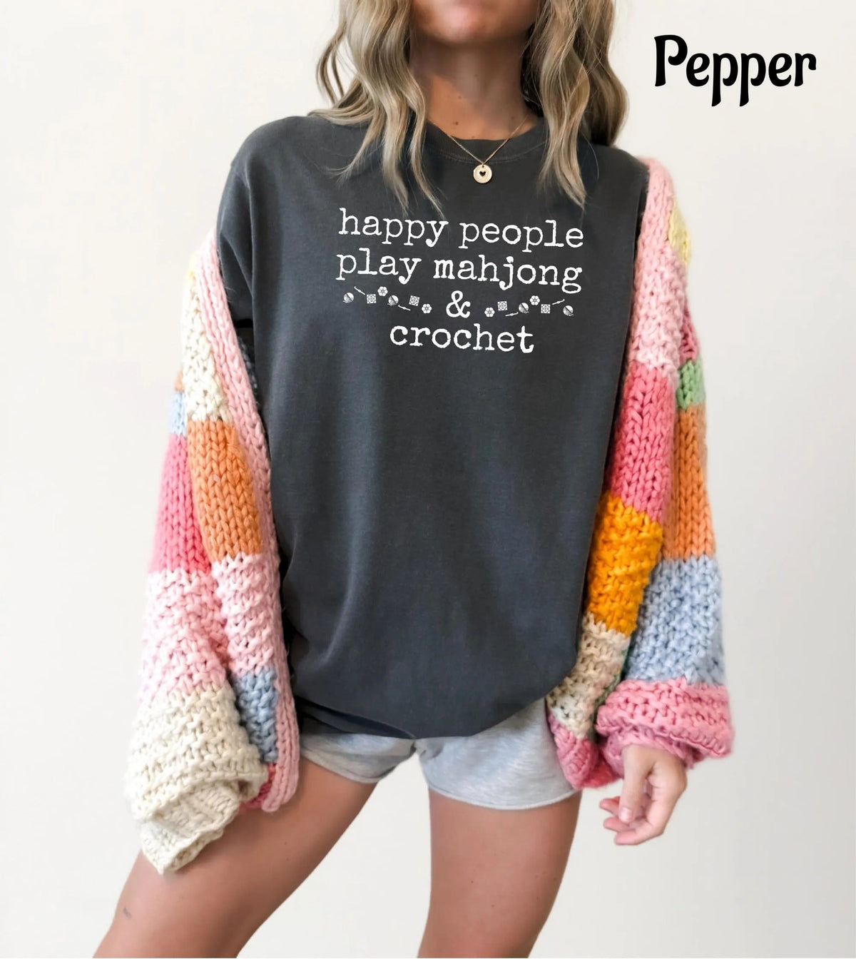 Comfort Colors Happy People Play Mahjong & Crochet T-Shirt