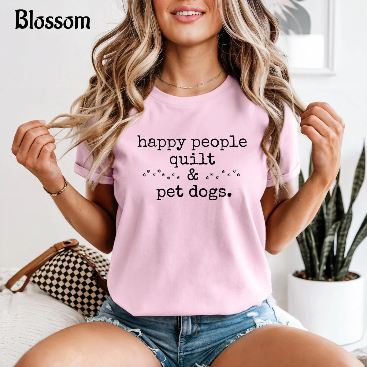 Comfort Colors Happy People Quilt  & Pet Dogs T-Shirt