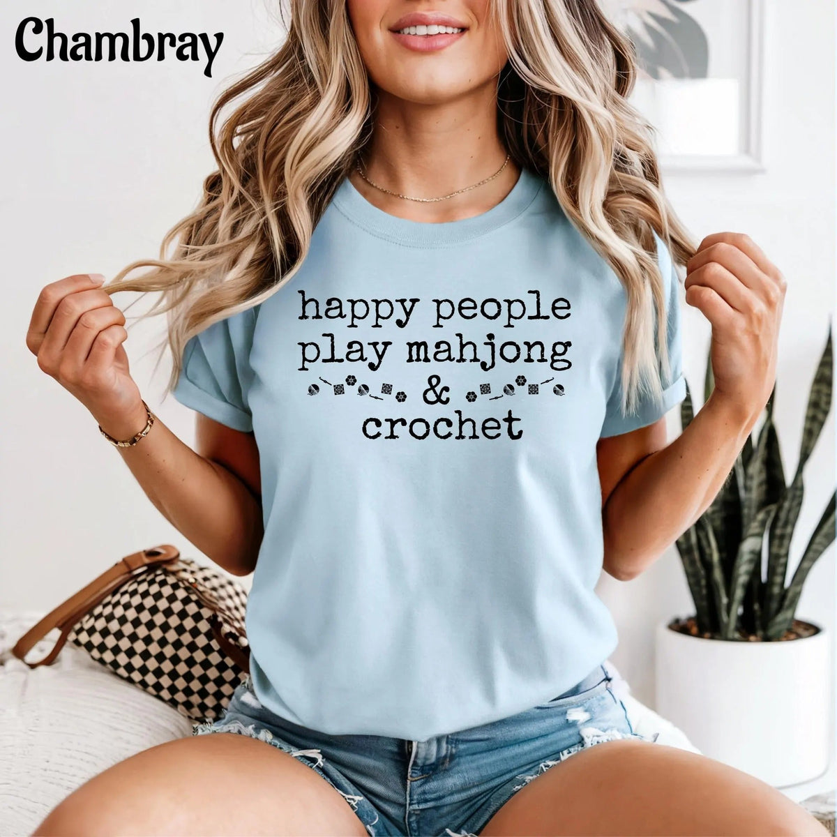 Comfort Colors Happy People Play Mahjong & Crochet T-Shirt